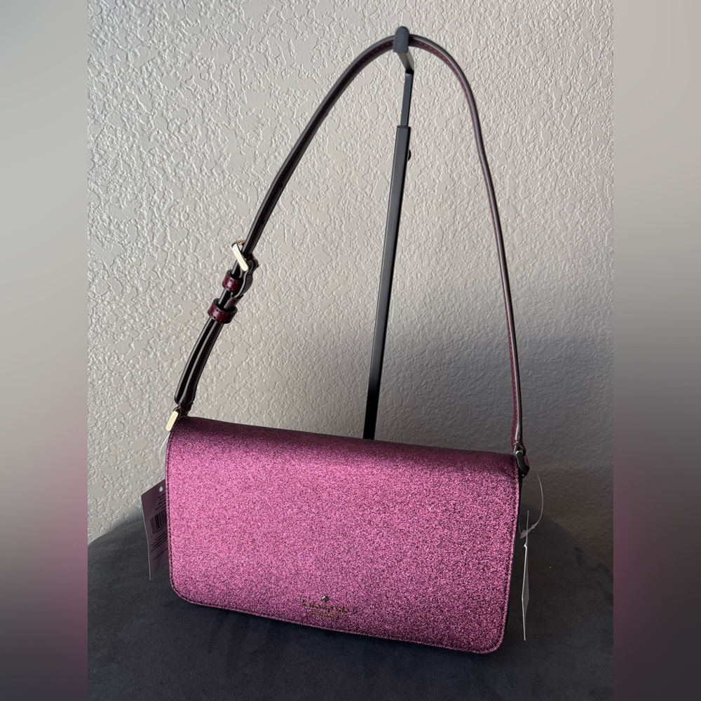 Kate Spade Deep Berry Glitter Shoulder Bag New